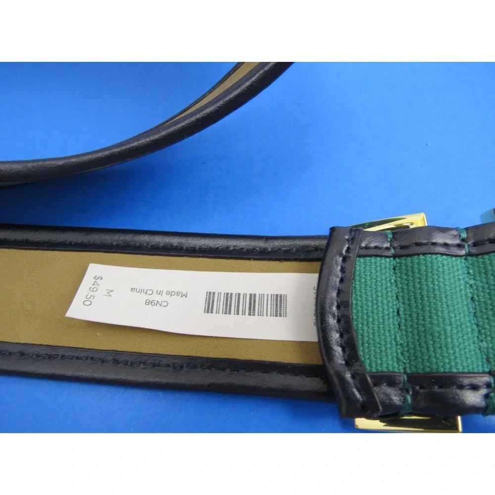 Talbots Green Black Leather Belt Gold Buckle Size Medium